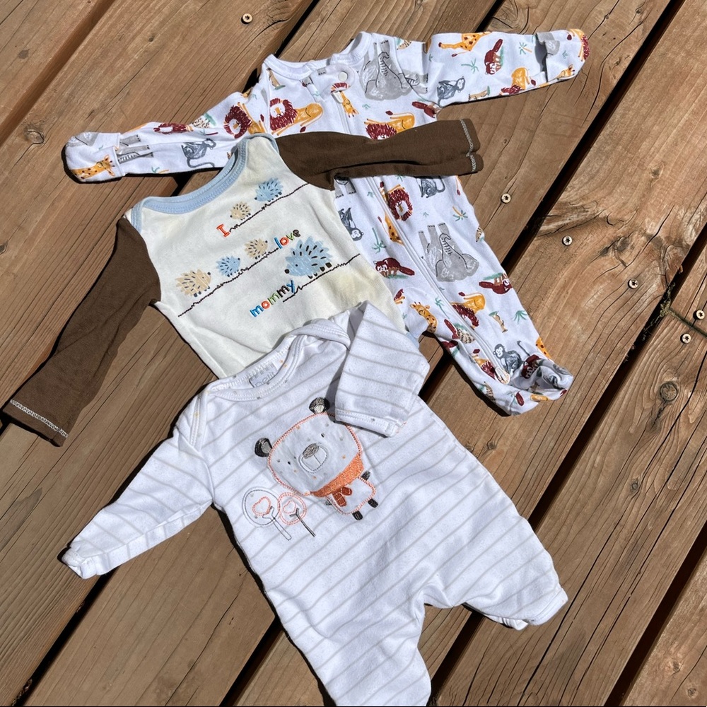 3pc gender neutral animal themed set 0-3mo ✨🦋 obo